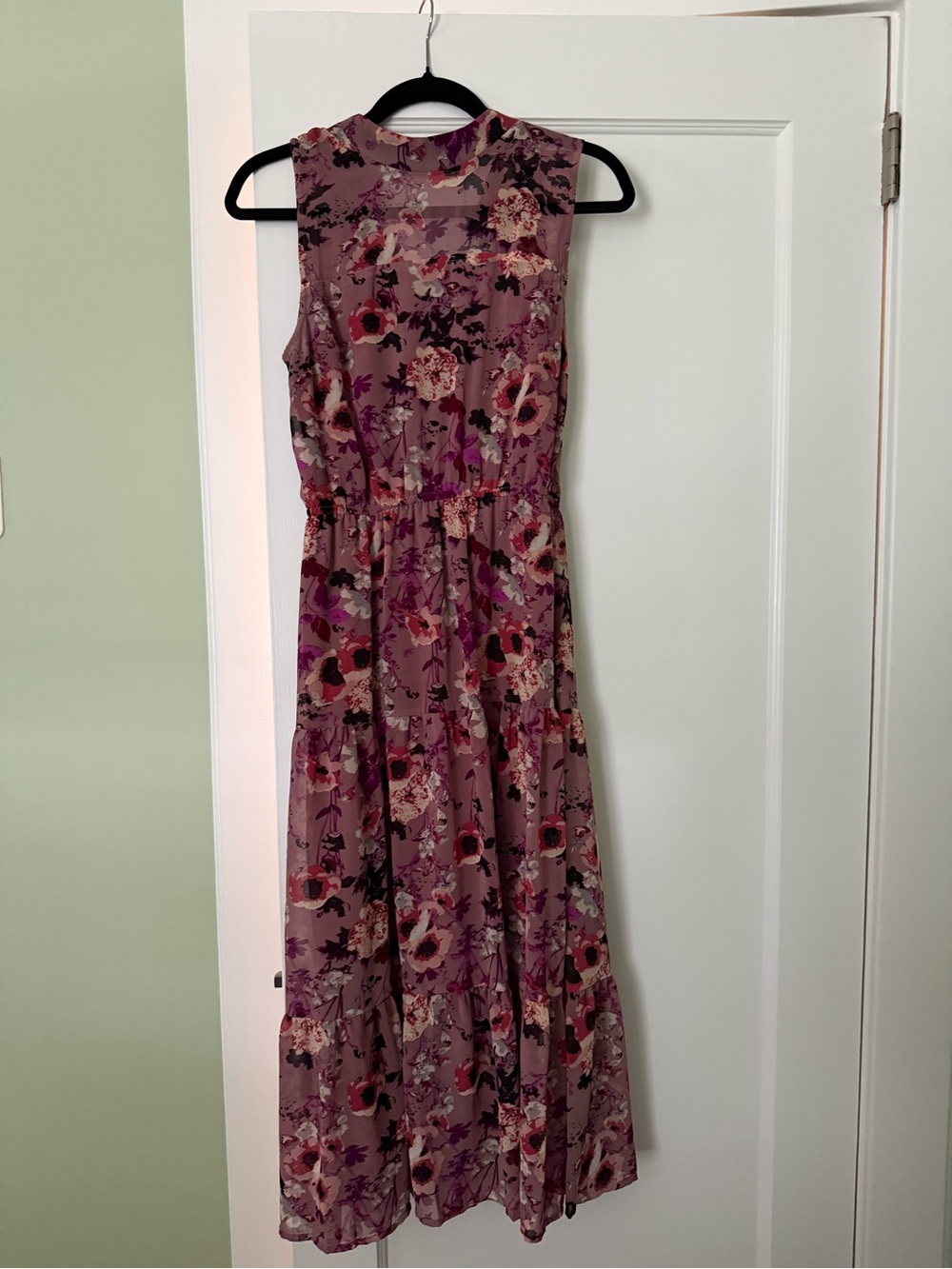 Lulu's Mauve Pink Floral Sleeveless Midi Dress